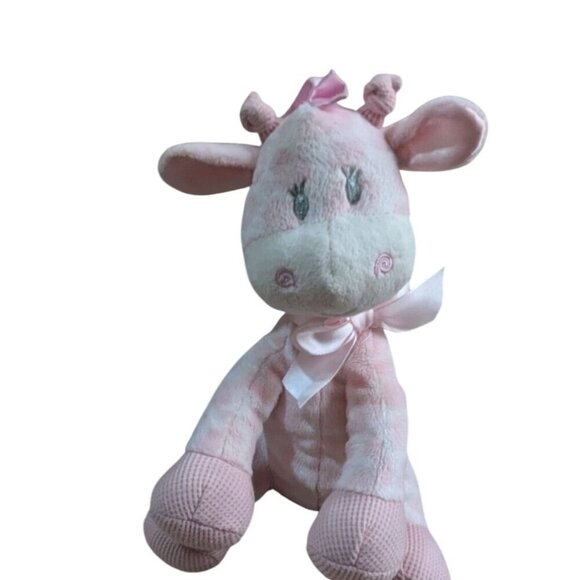Jingles Pink Giraffe Plush Baby Rattle  stuffed Toy 9" First And Main sewn  eyes - Picture 2 of 6